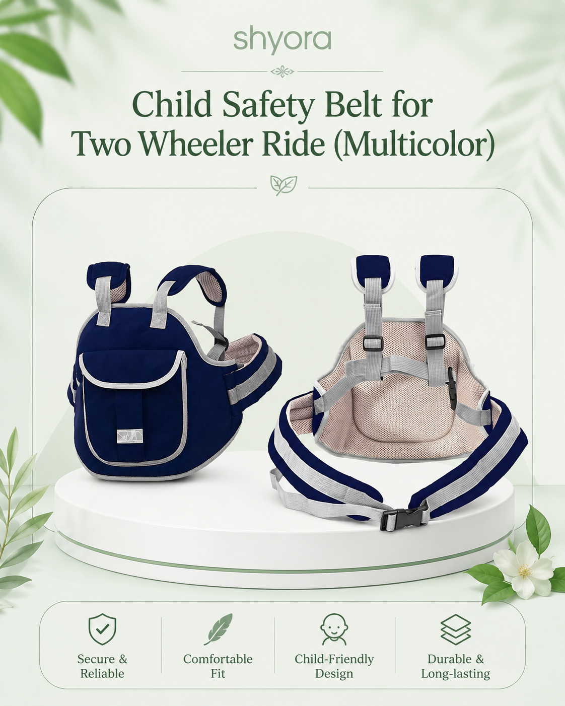 Child Safety Belt for Two Wheeler Ride (Multicolor)
