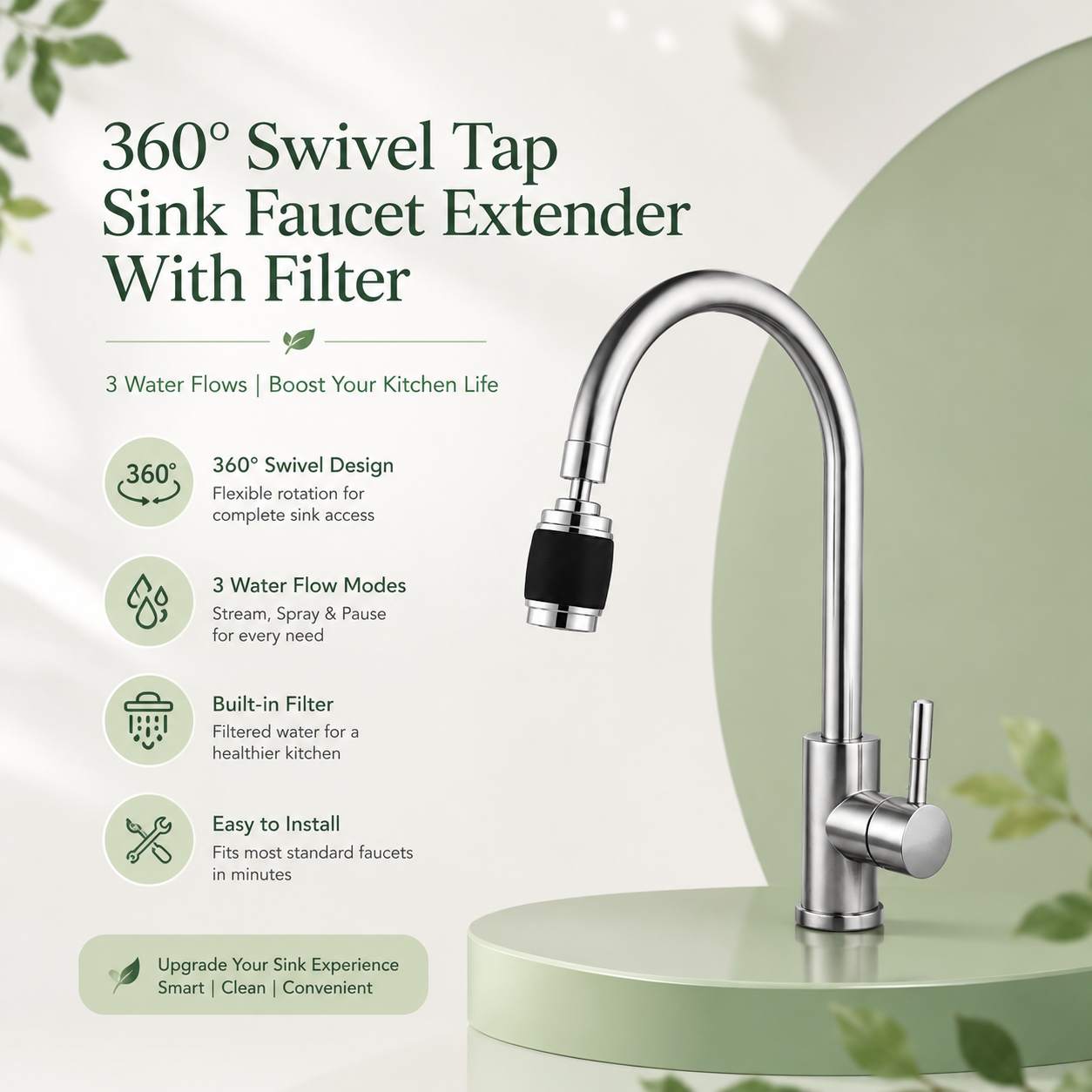 360° Swivel Tap Sink Faucet Extender With Filter