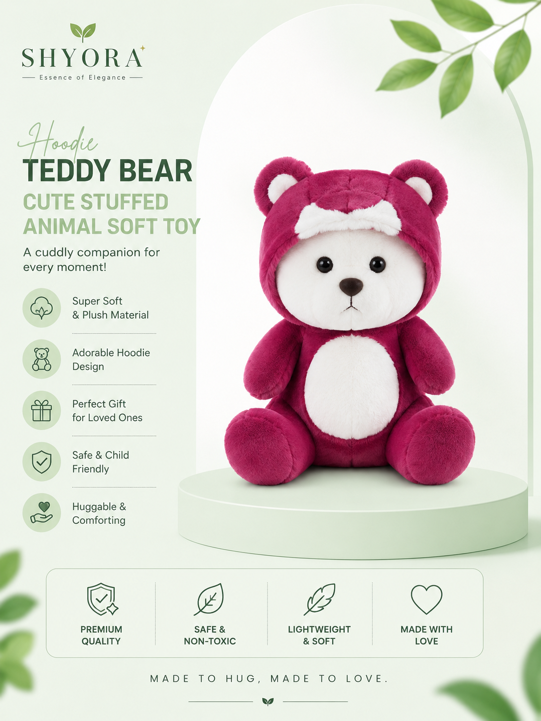 Hoodie Teddy Bear Cute Stuffed Animal Soft Toy