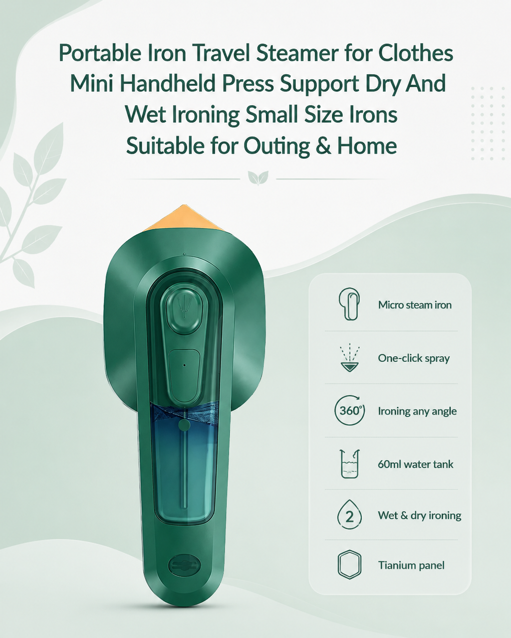 Iron-Travel Steamer Iron for Clothes , Portable Handheld Iron