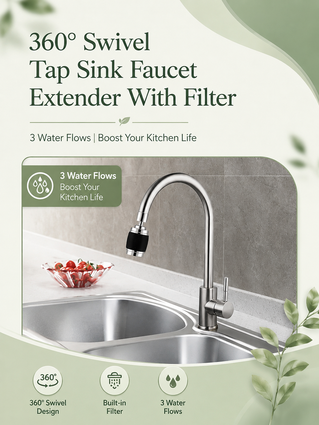 360° Swivel Tap Sink Faucet Extender With Filter